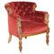 Regency Lions Head Carved Oak Armchair with Oxblood Velour Upholstery, 1810s 1