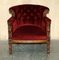 Regency Lions Head Carved Oak Armchair with Oxblood Velour Upholstery, 1810s 2