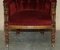Regency Lions Head Carved Oak Armchair with Oxblood Velour Upholstery, 1810s 4