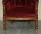 Regency Lions Head Carved Oak Armchair with Oxblood Velour Upholstery, 1810s, Image 4