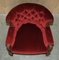 Regency Lions Head Carved Oak Armchair with Oxblood Velour Upholstery, 1810s 12