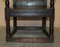 17th Century English Jacobean Hand Carved Oak Armchair with Tudor Panelling, Image 4
