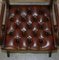 Handgefärbte Vintage Chesterfield Esszimmerstühle aus braunem Leder, 6 11