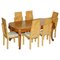 Mesa de comedor y sillas Art Déco vintage de nogal ornamentado tallado. Juego de 7, Imagen 1