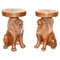 Vintage Hand Carved Male Lion Stools with Ornate Decoration, Set of 2 1