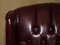 Vintage Oxblood Leather Chesterfield Wingback Swivel Office Chair 4