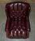 Vintage Oxblood Leather Chesterfield Wingback Swivel Office Chair, Image 10