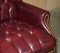 Vintage Oxblood Leather Chesterfield Wingback Swivel Office Chair 13