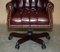 Vintage Oxblood Leather Chesterfield Wingback Swivel Office Chair 3