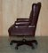 Vintage Oxblood Leather Chesterfield Wingback Swivel Office Chair 16