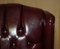 Vintage Oxblood Leather Chesterfield Wingback Swivel Office Chair 5