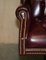 Vintage Oxblood Leather Chesterfield Wingback Swivel Office Chair 6