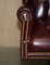 Vintage Oxblood Leather Chesterfield Wingback Swivel Office Chair, Image 6