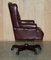 Vintage Oxblood Leather Chesterfield Wingback Swivel Office Chair, Image 14