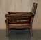 Edwardian Carved Armchair with Hand Dyed Brown Leather Seat, 1910s 18