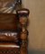 Butaca eduardiana tallada con asiento de cuero marrón teñido a mano, años 10, Imagen 8