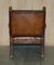 Edwardian Carved Armchair with Hand Dyed Brown Leather Seat, 1910s 17
