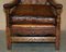 Edwardian Carved Armchair with Hand Dyed Brown Leather Seat, 1910s, Image 4