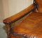Edwardian Carved Armchair with Hand Dyed Brown Leather Seat, 1910s 14