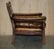 Edwardian Carved Armchair with Hand Dyed Brown Leather Seat, 1910s 16