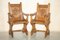 Antique English Carved Oak Armchairs with Armorial Crest Coat of Arms, 1860, Set of 2 2