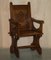 Antique English Carved Oak Armchairs with Armorial Crest Coat of Arms, 1860, Set of 2 3