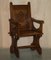 Antique English Carved Oak Armchairs with Armorial Crest Coat of Arms, 1860, Set of 2, Image 3