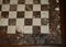 Vintage Schachbrett Couchtisch mit Marmorplatte & ebonisiertem Schachspiel, 33 17