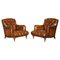 Bridgewater Brown Leather Chesterfield Armchairs from Howard & Sons, 1880, Set of 2 1