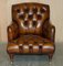 Braune Bridgewater Chesterfield Ledersessel von Howard & Sons, 1880, 2er Set 8