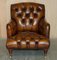 Bridgewater Brown Leather Chesterfield Armchairs from Howard & Sons, 1880, Set of 2 8