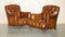 Butacas Chesterfield Bridgewater de cuero marrón de Howard & Sons, 1880. Juego de 2, Imagen 6