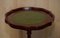 Heritage Pie Crust Edge Green Leather Gold Leaf Tripod Side Table, Image 3