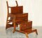 Vintage Hardwood Bergere Metamorphic Leather Library Armchair Steps 15