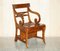 Vintage Hardwood Bergere Metamorphic Leather Library Armchair Steps, Image 2