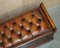 Brown Leather Chesterfield Flamed Hardwood Hall Bench Ottoman, 1860s 10