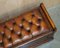 Brown Leather Chesterfield Flamed Hardwood Hall Bench Ottoman, 1860s, Image 10