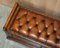 Brown Leather Chesterfield Flamed Hardwood Hall Bench Ottoman, 1860s 9