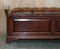 Brown Leather Chesterfield Flamed Hardwood Hall Bench Ottoman, 1860s 4