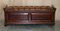 Brown Leather Chesterfield Flamed Hardwood Hall Bench Ottoman, 1860s 3