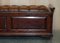 Brown Leather Chesterfield Flamed Hardwood Hall Bench Ottoman, 1860s 5