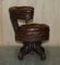 Carved Cockfighting Chesterfield Brown Leather Chair, 1830s, Image 12