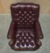 Vintage Heritage High Back Chesterfield Leather Office Captains Swivel Chair, Image 14