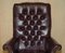 Vintage Heritage High Back Chesterfield Leather Office Captains Swivel Chair, Image 3