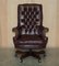 Vintage Heritage High Back Chesterfield Leather Office Captains Swivel Chair, Image 2