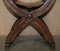 Vintage English Jacobean SHand Carved Stool Brown Leather & Oak, Image 9