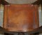 Taburete inglés vintage jacobeo SHand tallado cuero marrón y roble, Imagen 14