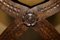 Taburete inglés vintage jacobeo SHand tallado cuero marrón y roble, Imagen 10