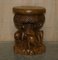 Vintage Hand Carved Elephant Stool with Ornate Decoration 16