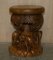 Vintage Hand Carved Elephant Stool with Ornate Decoration, Image 10